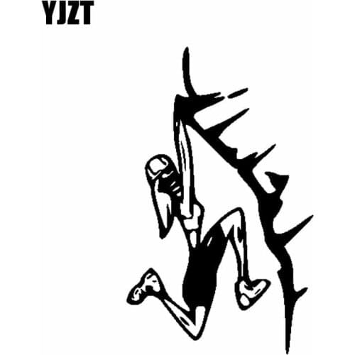 YJZT 7.7CM*12.7CM Rock Climbing Vinyl Personality Motorcycle Car Sticker Decals Black/Silver C13-000582