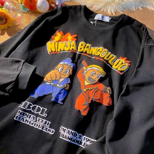 Punk Gothic Dark Vintage Sweatshirt Women Funny Cartoon Printing Long Sleeve Tops 2021 New Korean Fashion Kawaii Teens Clothes