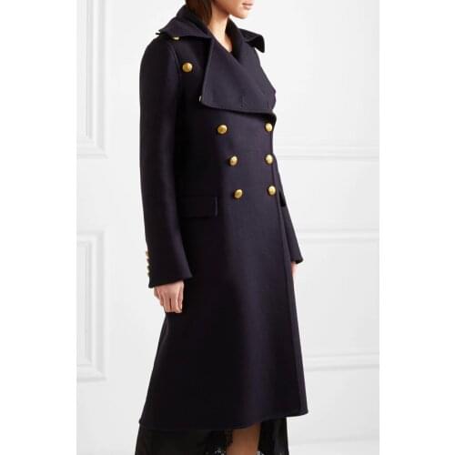 New UK 2020 Spring Winter Women Oversized Double breasted Military Wool Long Coat Female Outerwear manteau femme abrigos mujer