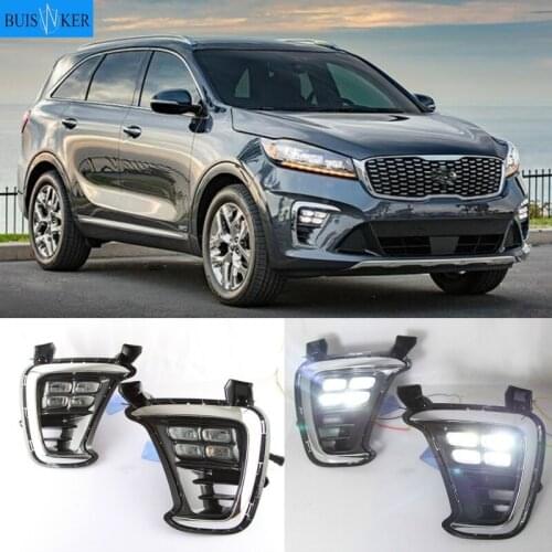 1 Set For KIA Sorento 2018 LED DRL Daytime Running Lights 12V ABS Fog Lamps Cover Driving Lights Accessories
