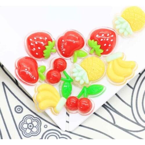 100/50pc Assorted Fruit Theme Resin Cabochons Flatback Resin Apple Strawberry, Banana, Cherry, Pineapple Fruit Cabochons Jewelry