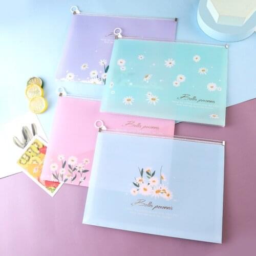 12 pcs/lot Kawaii Daisy A4 File Holder Cute PP Document bag Pencil Case Stationery gift office school supplies