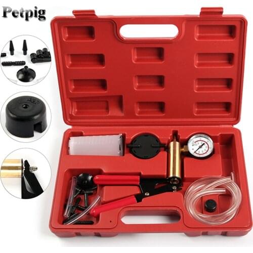 2 in 1 Hand Held DIY Brake Fluid Bleeder Tools Pump Brake Clutch Bleeder Tester Pressure Vacuum Gauge