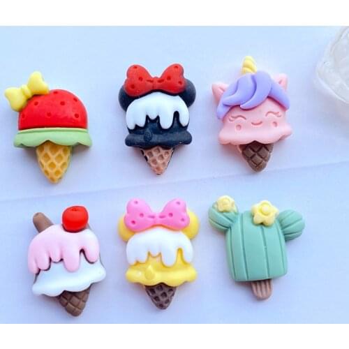 30pcs New Cute Mini Ice Cream Flatback Resin Art Decoration Charm DIY Scrapbooking Embellishment Accessories J62
