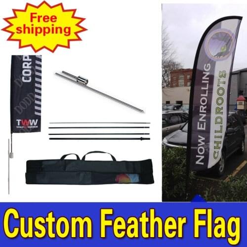 85cm*500cmFREE SHIPPING Promotional Feather Flags with Spike Inground Single Sided Printing for Outdoor Advertising