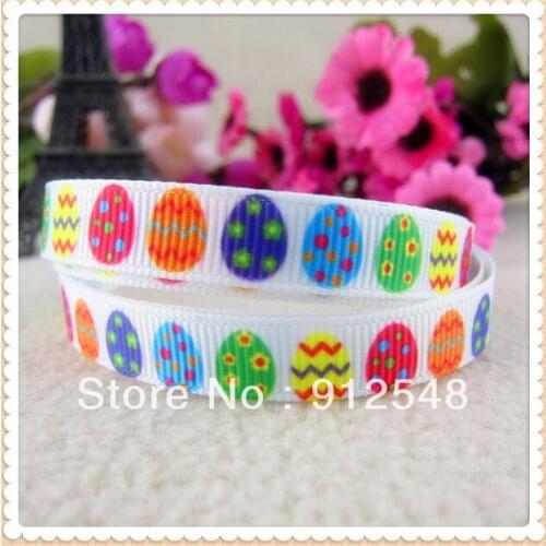 Free shipping,3/8'' (9mm) Easter printed ribbon Polyester Grosgrain cartoon ribbon gift packa DIY accessories,WM11416