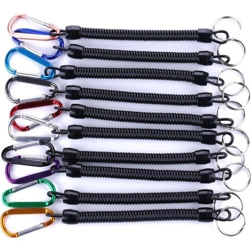 Security Key Chain Holder Safety Coil Carabiner Rope Safety Belt Clip Hook Multipurpose Retractable Lightweight Outdoor Tools