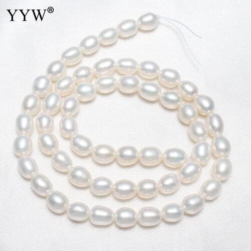 AAA 100% Natural Rice Freshwater Pearl Beads Natural White Rice Shape Beads For Jewelry Making DIY Bracelet Necklace 5-6mm 15"