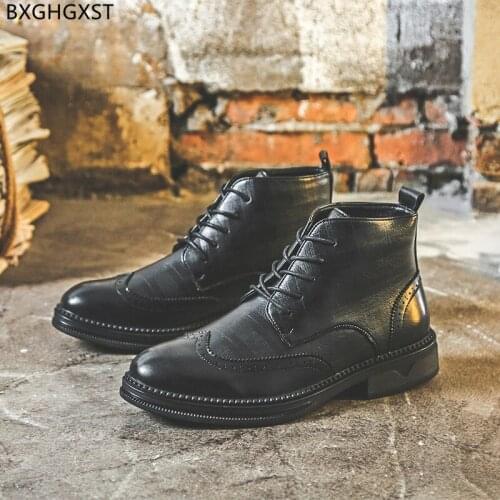 Black Leather Boots for Men Male Luxury Brand Shoes for Man 2021 Motorcycle Boots Man Martin Boots Men Casual Shoes Chaussure