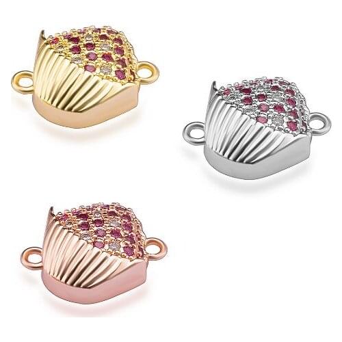 Flower basket crystal micro pave cz zircon cubic zirconia beads DIY necklace charm bracelet connectors gj45d