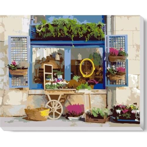 Fantasy Yard and Windows Paint by Numbers Colorful Oil Painting Abstract 16x20 Framed DIY Paint by Numbers Kit for Adults