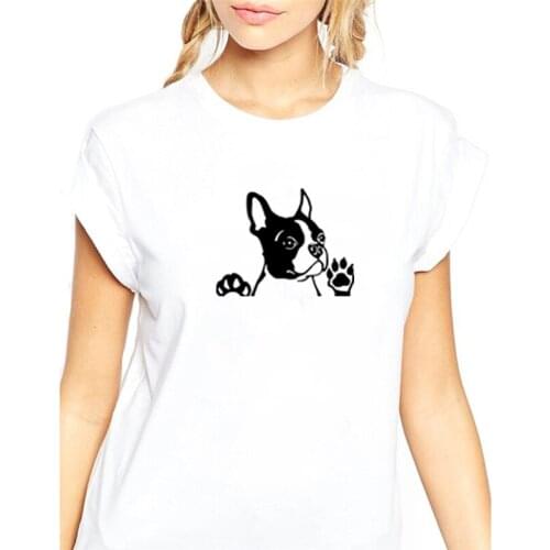 Cute Dog Graphic Printed Tshirt Women Short Sleeve Cotton T Shirts Woman Black White Loose T Shirt Women Tops Women 2020