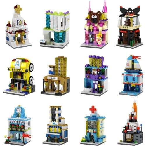 City Street View Hospital Church Gym House Bank Fire Station Shopping Mall Education Toys Buildings City Building Blocks