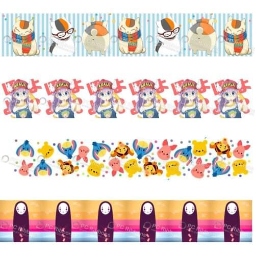 Custom cartoon anime pattern printed polyester grosgrain ribbon diy bows and hair tie ribbons fabric webbing 100 yards