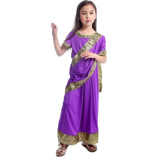 Halloween Cosplay Costume Indian Saree Party India Sari Dress Bollywood Girls Traditional Indian Clothes For Kids Children