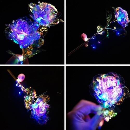 Valentines Day Creative Gift 24K Foil Plated Rose Lighting Forever Lasts Lover Gold Rose Love Rose Decor Wedding 1pc B4A5