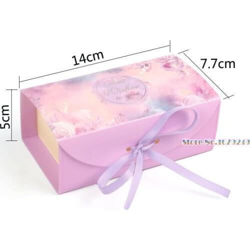14x7.7x5cmPink Lace Candy paper gift box,Candy Boxes Wedding Favors Romantic Marriage Gift Paper Box Party Decoration 100pcs/lot