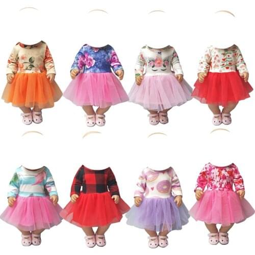 Doll clothes for 43cm Doll Dress with for 18 Inch girl Doll Clothes baby dolls wearing