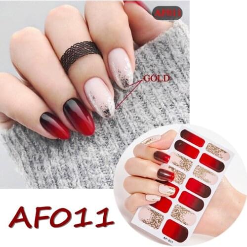 Lamemoria AF Series Beauty DIY Nail Patch Self Adhesive Wraps Gradient Color Nail Polish Stickers Waterproof Nail Art Strips