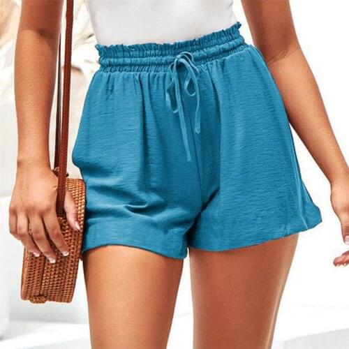 Summer 2021 Popular A-line Wide Leg Elastic Lace Up Shorts Womens Casual Pants Good Quality