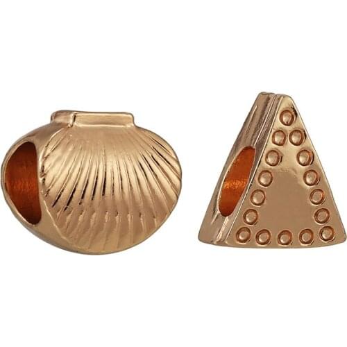 2Pcs/Lot Summer Ocean Series Golden Charm, Alloy Small Jewelry Ornaments Accessories Beaded DIY Women Ang Child Gifts