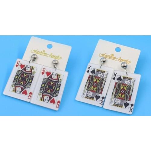 Exaggerated Play Card Acrylic Earrings for Women Fashion Big Tassel Poker Dangle Earrings Square Geometric Earrings Brincos