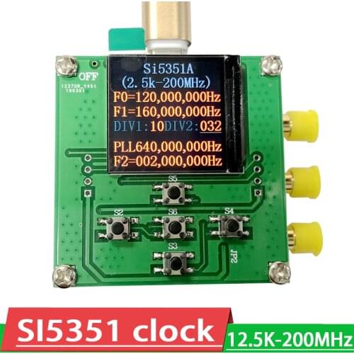 2.5K-200MHz SI5351A clock Square wave signal generator module high frequency generator STM32 TFT LCD display for Oscilloscope