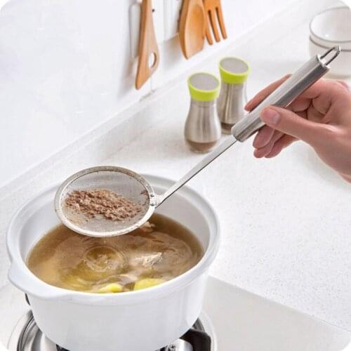 Stainless Steel Clamp Strainer Multi-functional Filter Spoon With Clip Food Kitchen Oil-Frying BBQ Filter Kitchen Tools New 2021
