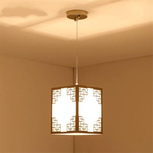 New Chinese square fabric pendant lights Zen gold single bedroom lamps corridor bedside living room hanging lights lighting
