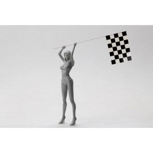 New Unassembled 1:24 75mm Car beautiful girl (No flag) Resin Kit DIY Toys Unpainted kits