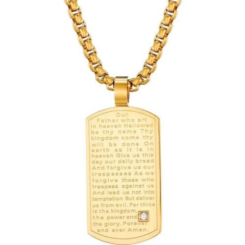 Wholesale-- Bible Scriptures Square Pendant Necklaces for Men Women Stainless steel No Fade 60cm Chain