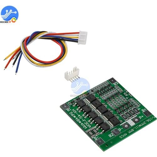 BMS 4S 14.8V 30A 18650 Lithium Battery Charge Protection Board 18650 Balancer Power Bank Equalizer Board With Wire