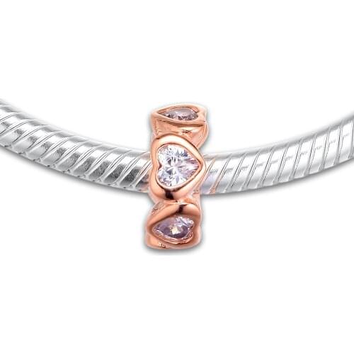 Fits For Pandora Bracelets Space In My Heart Charms with Rose Gold Color 100% 925 Sterling-Silver-Jewelry Beads Free Shipping