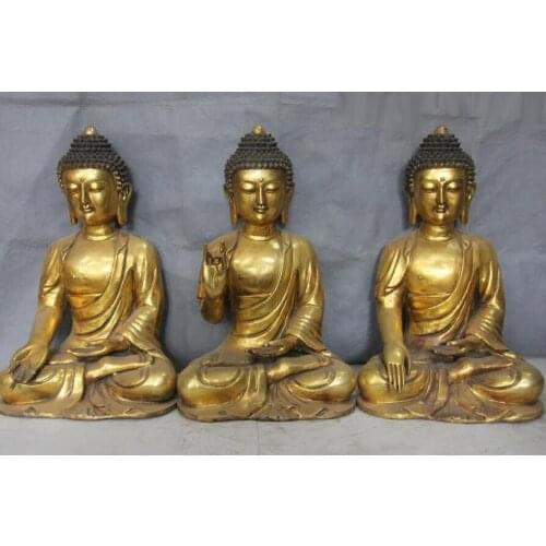 Details about 25 Tibet Temple Bronze Copper Trikalea Buddhas Three Sakyamuni shakyamuni Buddha