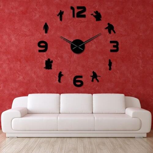 Firefighters Fire Soldiers DIY Large Wall Clock Fire Department Wall Sign Frameles Mute Wall Watch Fireman Fire Protection Art