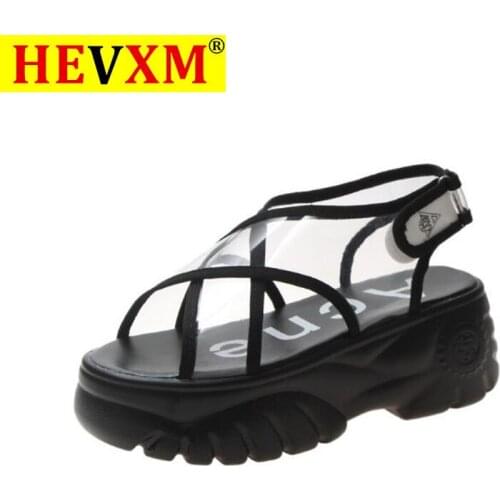 Summer Tape Ladies Shoes Platform Sandals Feminina Casual Chunky Woman wedge heel 6.5cm pvc women summer shoes