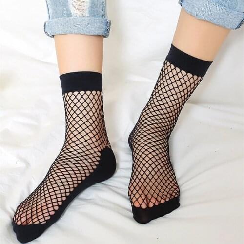 Sexy network Short Socks Women Cotton Ladies Cute Fishnet White Sock Woman Harajuku Fashion Casual Female Socken Personality Sox