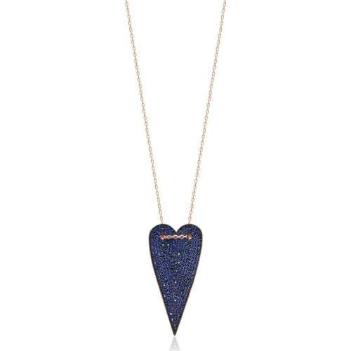 Blue stone big heart necklace