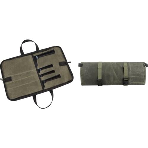 Knife Bag(4 Slots), Chef Knife Case Waxed Canvas Roll Storage Knife Carrying Pouch for Men