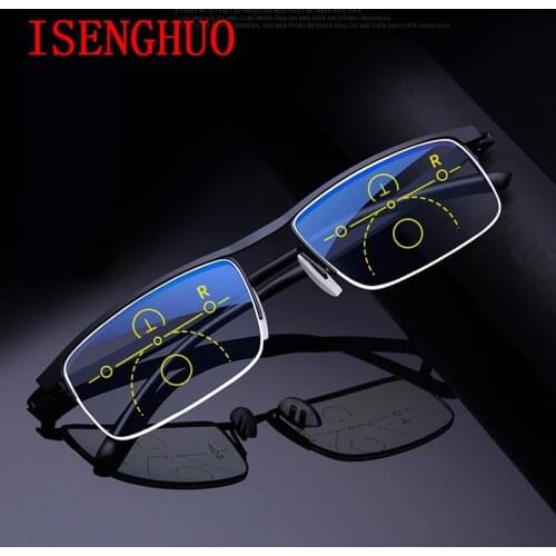 ISENGHUO Intelligent progressive reading glasses for men women near and dual-use Anti-Blue Light automatic adjustment Eyewear