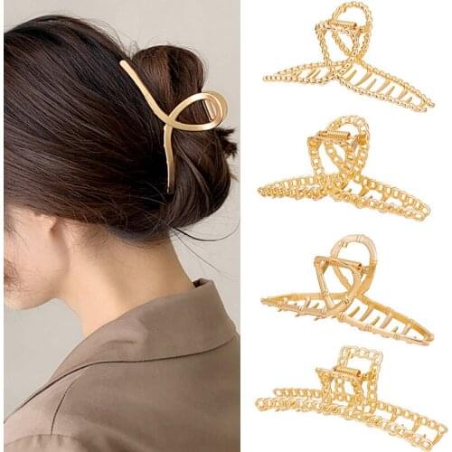 New Fashion Gold Hair Claws For Women Girls Hair Clip Elegant Metal Barrette Hair Clamps Hairpins Crab Hair Accessories Headwear