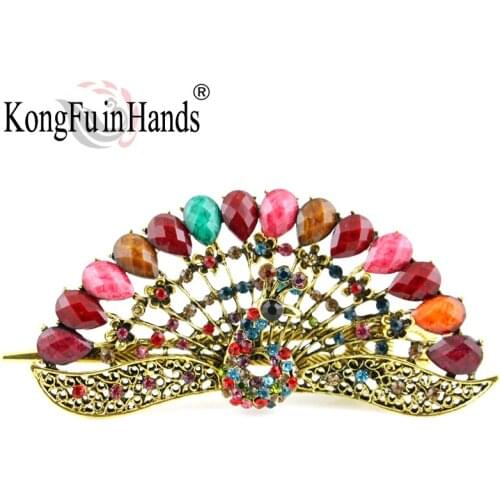 New Arrival Peacock Barrettes Hair Jewelry Womens Vintage Hairpins Hair Clip Bohemia Accessories Ancient Enamel Animal Style