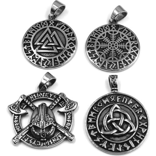 Norse Viking Axe Pendant Celtic Knot Stainless Steel Jewelry Viking Warrior Helmet Biker Men Pendant SWP0621A