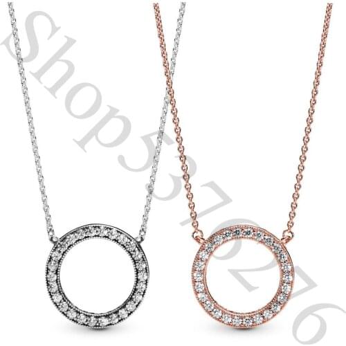 Authentic 925 Sterling Silver Hearts of Fashion Necklace Fit Pandora Women Bead Charm Gift DIY Jewelry