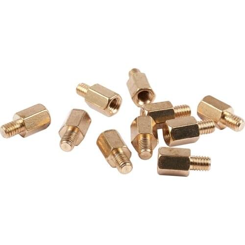 10 Pcs PC PCB Motherboard Brass Standoff Hexagonal Spacer M3 6+4mm