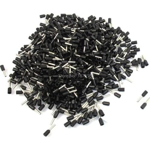 1000 Pcs VE1508 16AWG Black Insulated Tube Type Cable Ends Connectors