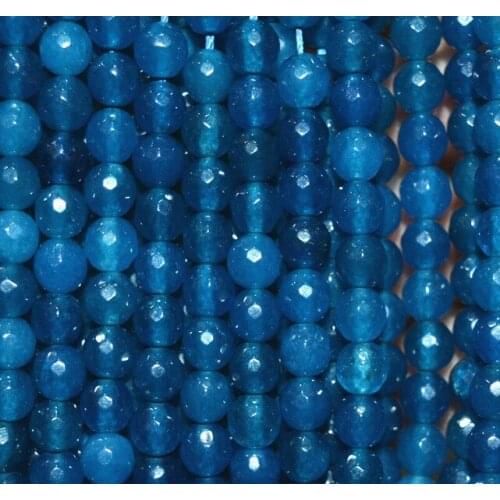 2pcs 6mm faceted blue ink Apatite Round Gemstones Loose Beads 15 inch