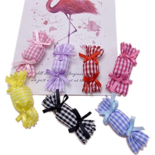 20 Pcs 5.5*2cm Plaid Is Full of Candy Soft Patches For Hat Stickers DIY Hair Clips Decor Childrens Clothing Embellishment