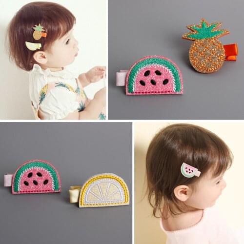 20 pcslot , Embroidered Felt Fruit Pineapple Watermelon Lemon Hair Clip, Summer Hair Clip