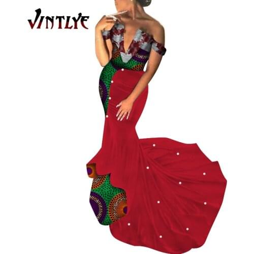 2020 maxi dress African Dashiki Dress African with Beautiful Pearl Long Dress Bazin Vestidos Dashiki for Christmas WY5237